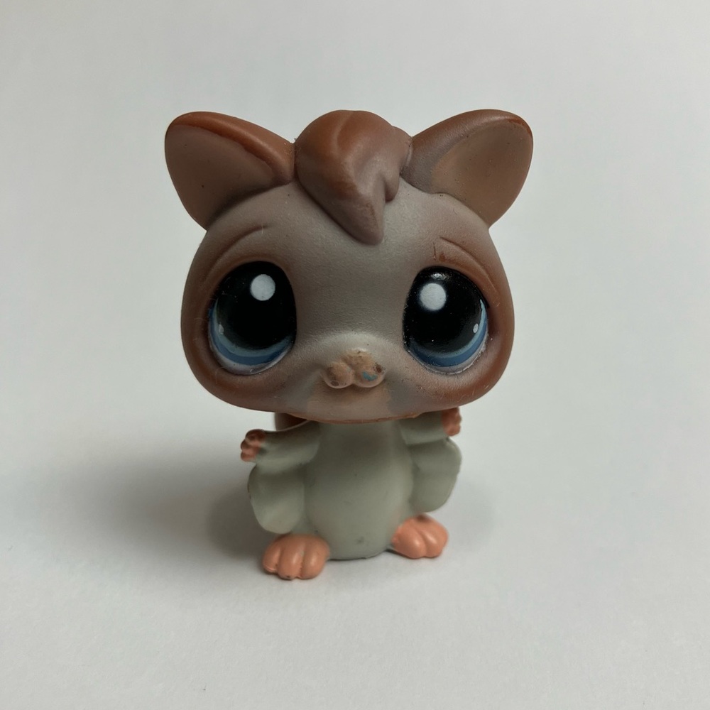 LPS #1224 Sugar Glider Brown Gray Blue Dot Eyes Vintage Littlest Pet Shop Y2K